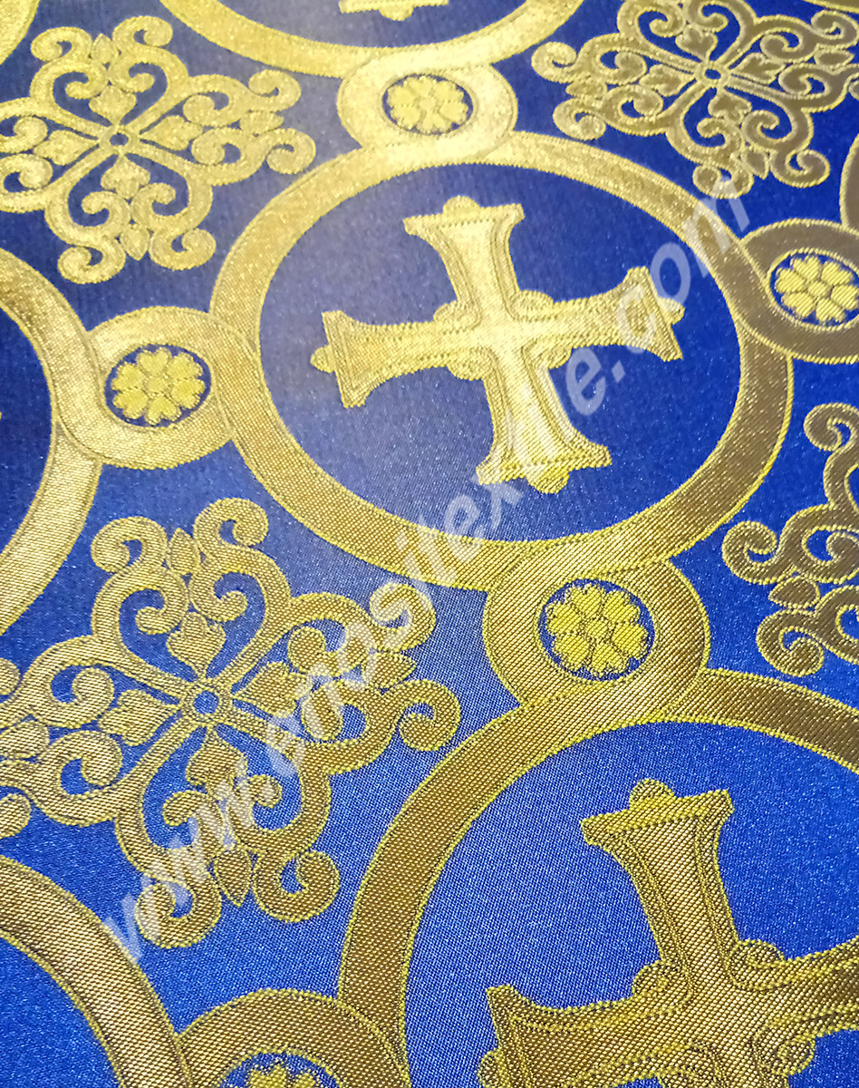 KL-039 Gold-Blue Brocade Fabrics